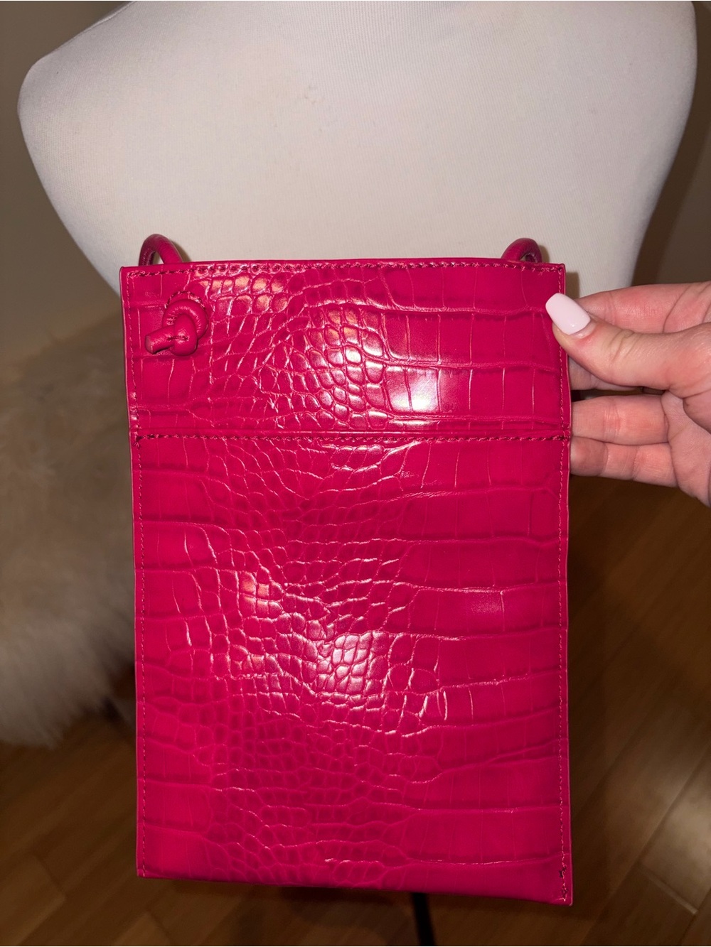 Elizabeth & James Hot Pink Faux Croc-Embossed Women’s Crossbody Bag Phone Pouch